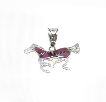 Native American Navajo Vintage Sterling Silver and Sugilite Horse Pendant by Artist Johnson Ralph