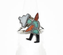 Load image into Gallery viewer, Kachina Doll Vintage Sterling Silver Southwest Inlay Ring - Size 5.5
