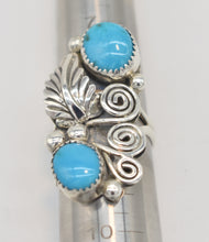 Load image into Gallery viewer, Native American Kenneth Jones Navajo Turquoise and Sterling Silver Statement Ring - Size 8.5
