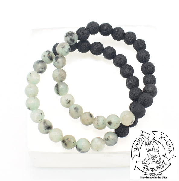 "Refining Diffuser" - Kiwi Jasper and Lava Stone Bracelet