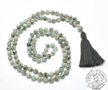 Load image into Gallery viewer, &quot;Cleansing Balance&quot;- Kiwi Jasper Handmade 108 Stone Mala
