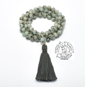 "Cleansing Balance"- Kiwi Jasper Handmade 108 Stone Mala