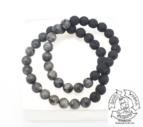 Larvikite and Lava Stone Diffuser Bracelets Handmade