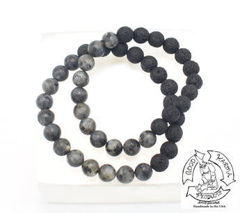 Larvikite and Lava Stone Diffuser Bracelets Handmade