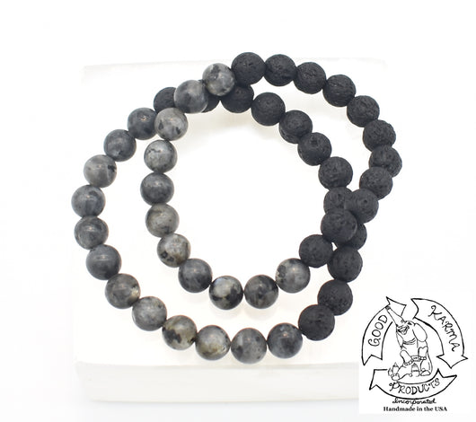Larvikite and Lava Stone Diffuser Bracelets Handmade