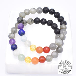 Labradorite, Chakras, and Lava Stone Diffuser Bracelet