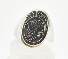 Load image into Gallery viewer, Leah Cleveland 14k Gold and Sterling Silver Native American Eagle Ring - Size 13
