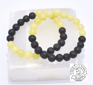 "Tranquility Diffuser" - Lava Stone and Lemon Jade Stone Bracelet