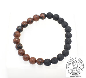 Lava Stone and Mahogany Obsidian Bracelet