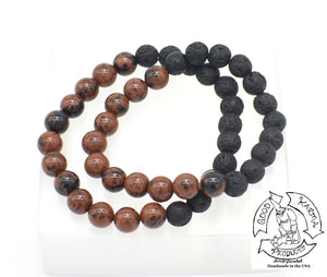 Mahogany Obsidian and Lava Stone Bracelet