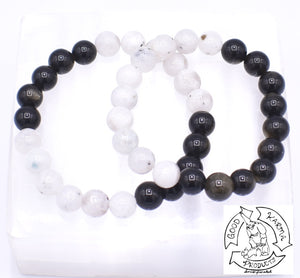"Protecting Moon" - Moonstone and Golden Obsidian Handmade Stone Bracelet