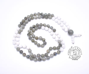 "Awakening Moon" - Labradorite and Moonstone Handmade 108 Stone Japa Mala