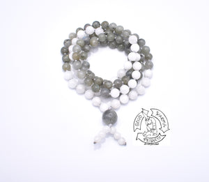 "Awakening Moon" - Labradorite and Moonstone Handmade 108 Stone Japa Mala