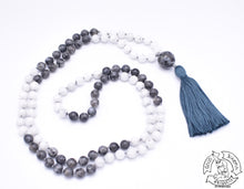 Load image into Gallery viewer, Larvikite and Moonstone Mala
