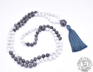 Larvikite and Moonstone Mala