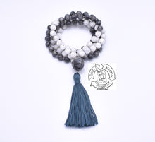 Load image into Gallery viewer, 108 Stone Mala made with Moonstone and Larvikite.
