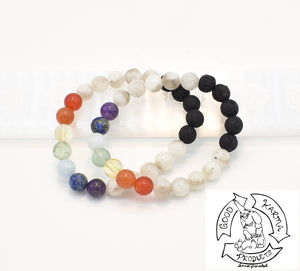 Moonstone, Chakras, and Lava Stone Diffuser Bracelet