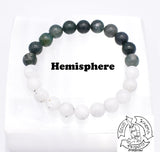 "Abounding Moon" - Moonstone and Moss Agate Handmade Stone Bracelet
