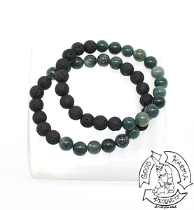 Moss Agate and Lava Stone Bracelet Diffuser 