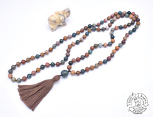 Load image into Gallery viewer, 108 Stone Japa Mala made with Ocean Jasper.
