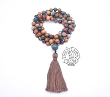 Load image into Gallery viewer, Natural Stone Japa Mala made with Ocean Jasper.
