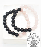 "Shielding Love" - Onyx and Rose Quartz Stone Bracelet