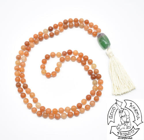 Orange Aventurine Handmade 108 Stone Bead Mala