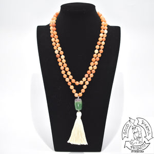 Mala Handmade in the USA with 108 Orange Aventurine Beads