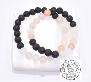 "Moving Diffuser" - Peach Aventurine and Lava Stone Bracelet