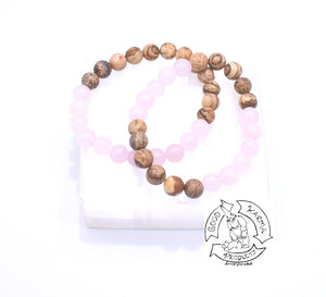 "Harmonizing Love” - Picture Jasper, and Rose Quartz Stone Bracelet