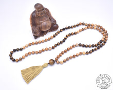 Load image into Gallery viewer, 108 Stone Japa Mala made with Tiger Eye and Picture Jasper.
