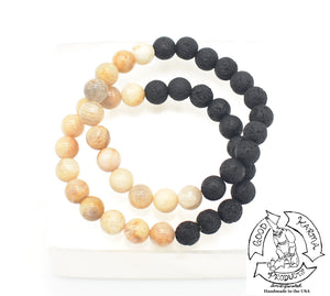 Peach Moonstone and Lava Stone Diffuser Bracelet