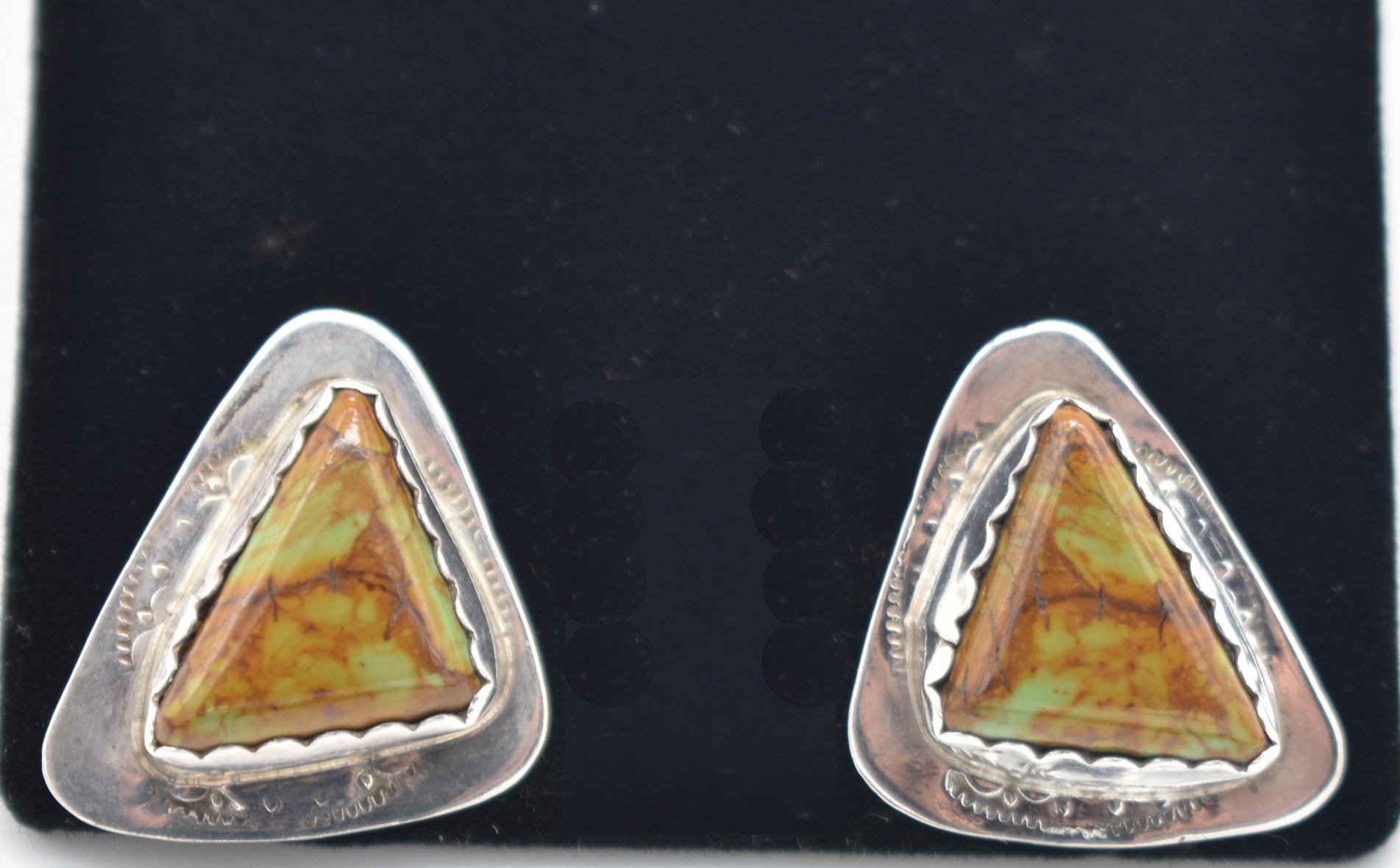 Turquoise and Sterling Silver Triangular Stud Earrings