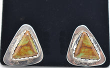 Load image into Gallery viewer, Turquoise and Sterling Silver Triangular Stud Earrings
