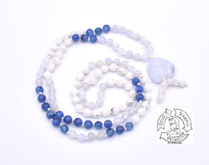 "Nourishing Peace" - Kyanite, Moonstone, and Blue Lace Agate 108 Stone Petite Japa Mala