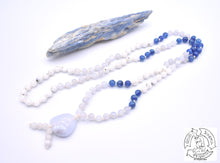 Load image into Gallery viewer, &quot;Nourishing Peace&quot; - Kyanite, Moonstone, and Blue Lace Agate 108 Stone Petite Japa Mala
