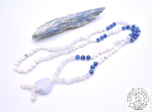 "Nourishing Peace" - Kyanite, Moonstone, and Blue Lace Agate 108 Stone Petite Japa Mala
