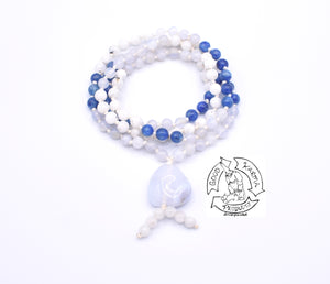 "Nourishing Peace" - Kyanite, Moonstone, and Blue Lace Agate 108 Stone Petite Japa Mala