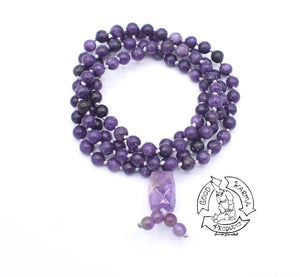 Handmade Japa Mala made with Lepidolite.