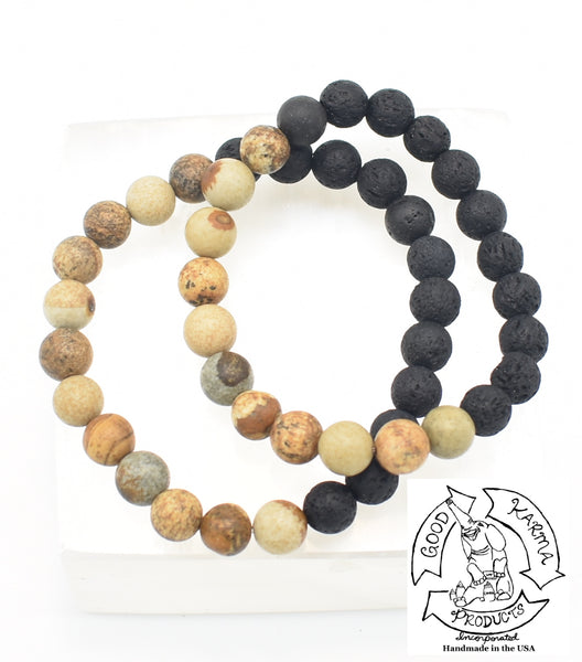 Picture Jasper and Lava Stone Diffuser Bracelet