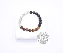 Load image into Gallery viewer, “Guarding Dreams” - Prehnite, Tiger Eye. and Rainbow Obsidian Stone Bracelet
