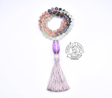 Load image into Gallery viewer, Natural Japa Mala made with Prehnite, Sunstone, and Iolite.
