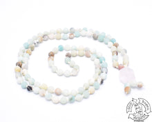 Load image into Gallery viewer, Handmade Japa Mala made with Rose Quartz and Amazonite.
