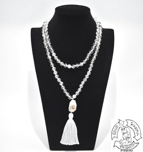 Mala Handmade in the USA with 108 Quartz Beads