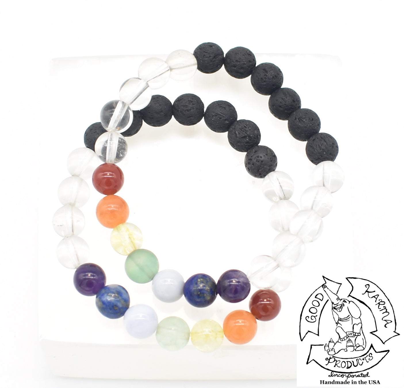 Quartz, Chakra, and Lava Stone Diffuser Bracelet