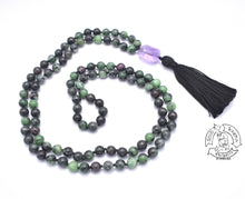 Load image into Gallery viewer, 108 Stone Ruby Zoisite Handmade Japa Mala.
