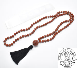 Red Jasper Mala Handmade in the USA with 108 Stone Beads