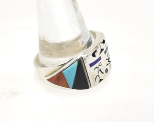 Fernando Benally Mutli-Stone Inlay Enormous Sterling Silver Native American Navajo Ring - Size 16.125