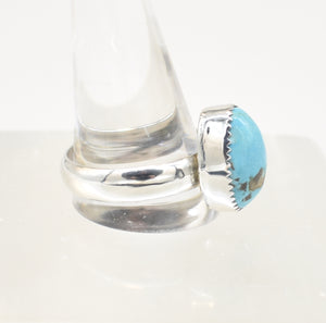 Southwest Style Large Sterling Silver Turquoise Ring - Size 15