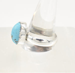 Southwest Style Large Sterling Silver Turquoise Ring - Size 15